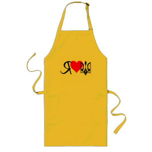I Love Ukraine Logo Design Long Apron