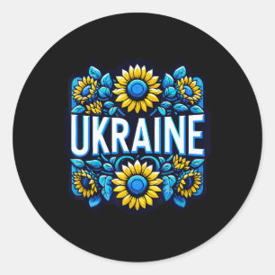 I Love Ukraine Sunflower Floral Art Classic Round Sticker