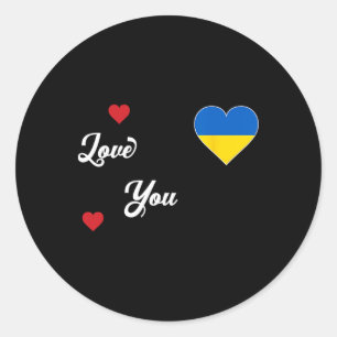 I Love Ukraine With The Ukrainian Flag In A Heart Classic Round Sticker