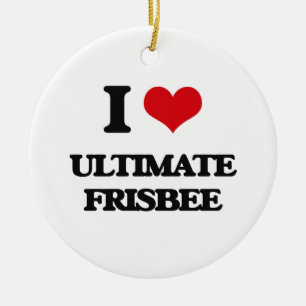I Love Ultimate Frisbee Ceramic Tree Decoration