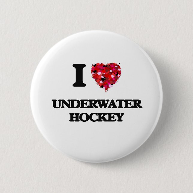 I Love Underwater Hockey 6 Cm Round Badge (Front)