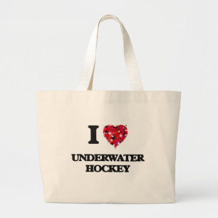 I Love Underwater Hockey Large Tote Bag