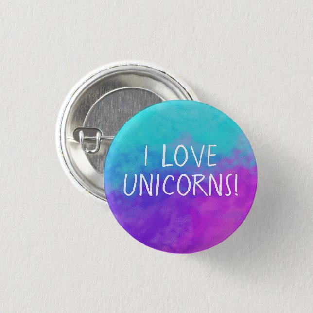 I Love Unicorns 3 Cm Round Badge (Front & Back)