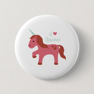 I Love Unicorns 6 Cm Round Badge