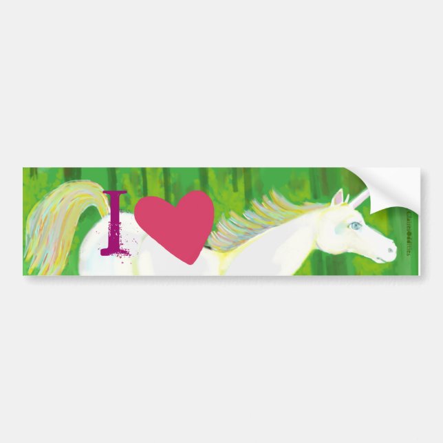 I Love Unicorns Bumper Sticker (Front)