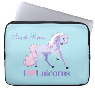 I Love Unicorns Personalised Laptop Sleeve