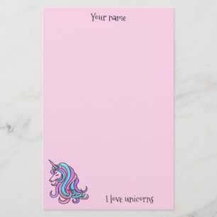 I love unicorns pretty pink stationery