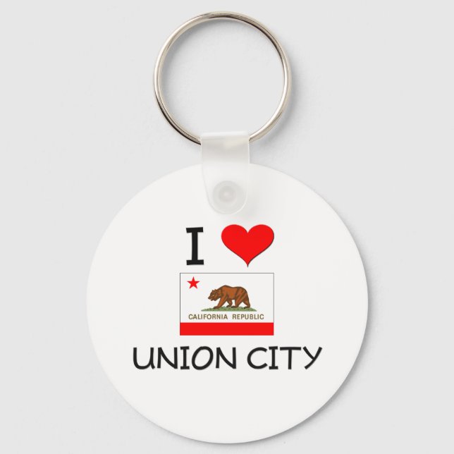 I Love UNION CITY California Key Ring (Front)