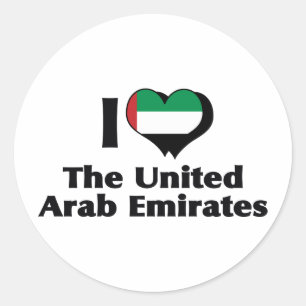 I Love United Arab Emirates Flag Classic Round Sticker