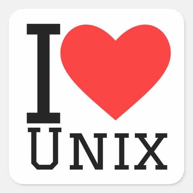 I love Unix  Square Sticker (Front)