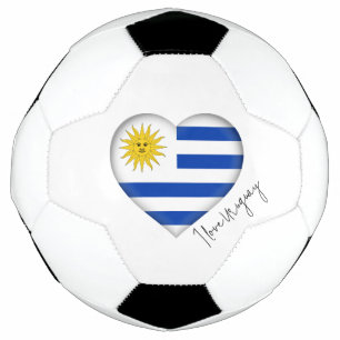 I Love Uruguay Flag Colours Heart Soccer Ball