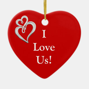 I Love Us Heart Onament PERSONALIZED NAME Ceramic Ornament