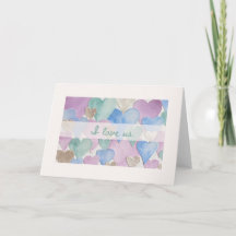 I Love Us Pastel Hearts Romantic Card