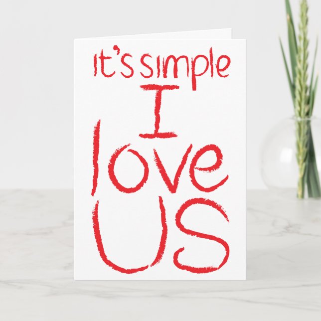 I Love Us red & white card (Front)