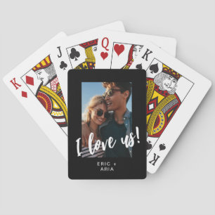 I love us Script Names and Photo Black Playing Cards