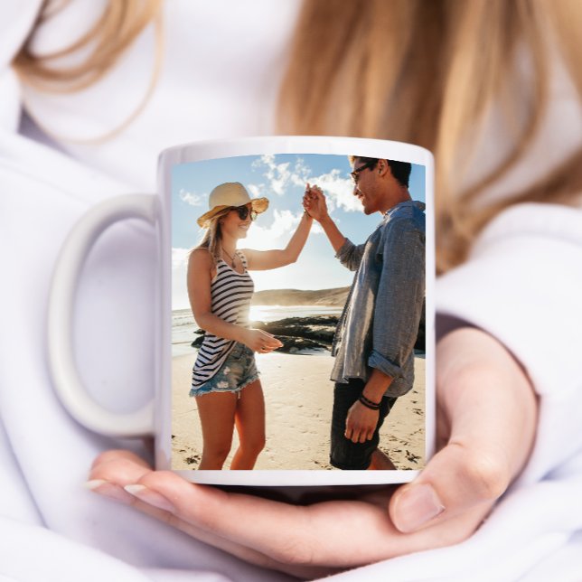 I love us Script One Photo Gold Large Coffee Mug (Creator Uploaded)