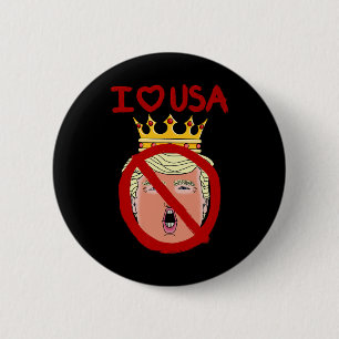 I Love Usa Anti Trump  6 Cm Round Badge