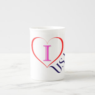 I Love USA Bone China Mug