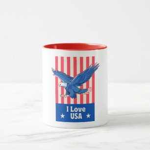 "I Love USA" Eagle Flag Design Mug