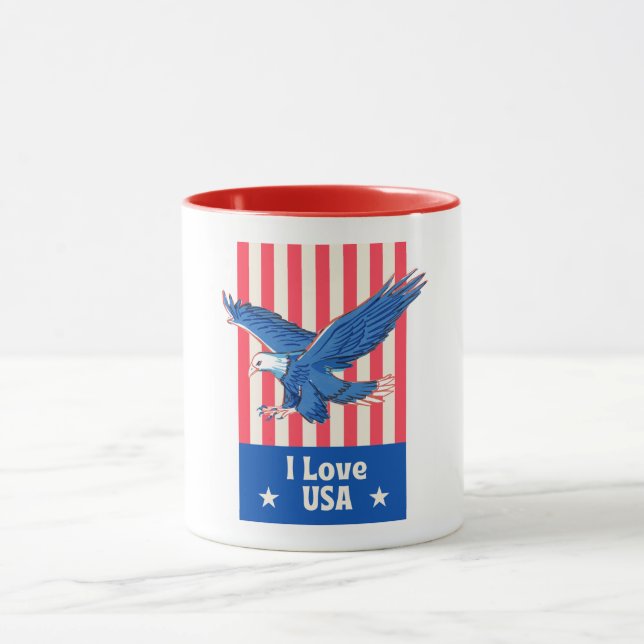 "I Love USA" Eagle Flag Design Mug (Center)