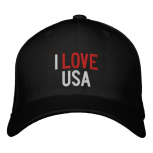 I LOVE USA EMBROIDERED HAT