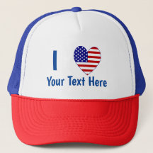 I Love (USA Flag Heart) Your Blue Text