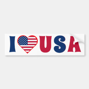 I love USA flag Red white and blue Bumper Sticker