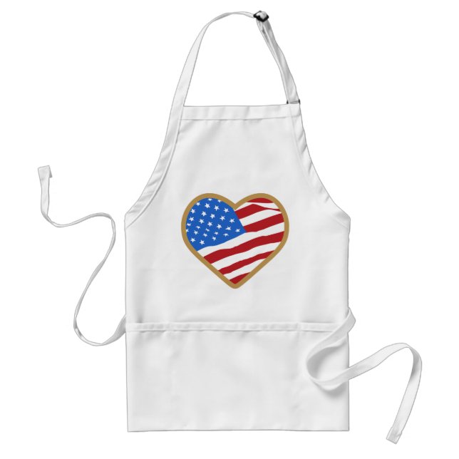 I Love USA Heart Independence Day American Standard Apron (Front)