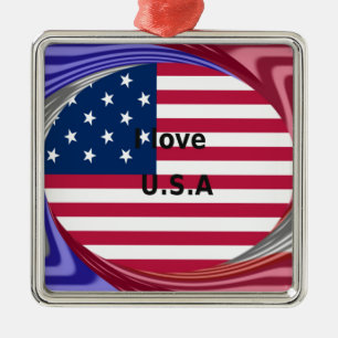 I LOVE USA METAL ORNAMENT