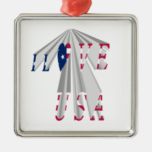 I LOVE USA METAL ORNAMENT