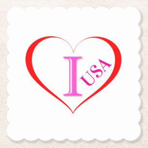 I Love USA Paper Coaster