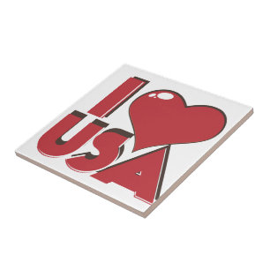 I Love USA Retro 80s Ceramic Tile