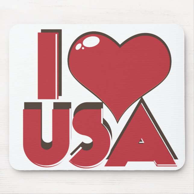 I Love USA Retro 80s Mouse Pad (Front)
