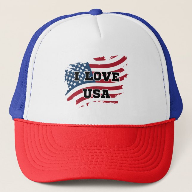 I Love USA Trucker Hat (Front)