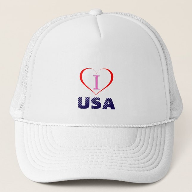 I Love USA Trucker Hat (Front)