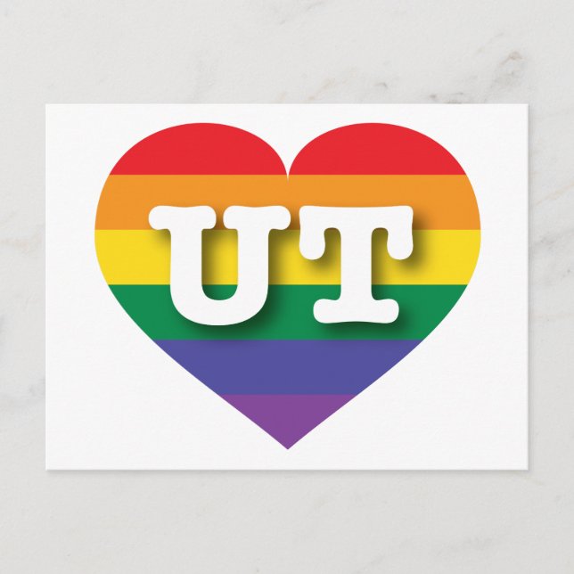 I Love Utah Rainbow Heart Postcard (Front)