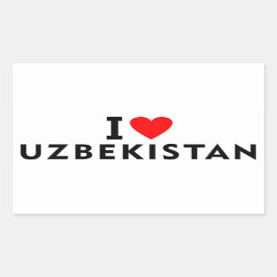 I love Uzbekistan country like heart travel touris Rectangular Sticker