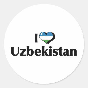 I Love Uzbekistan Flag Classic Round Sticker