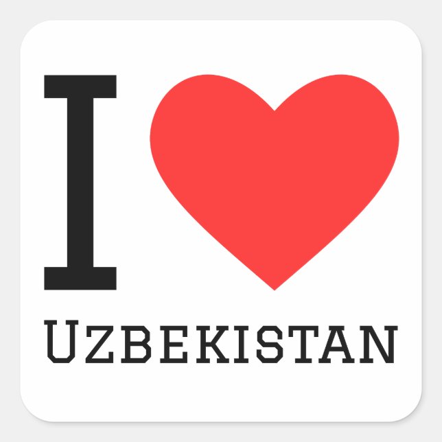 I love Uzbekistan square Sticker (Front)