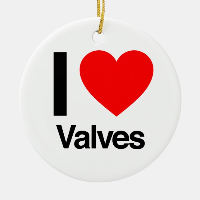 i love valves ceramic tree decoration (Front)