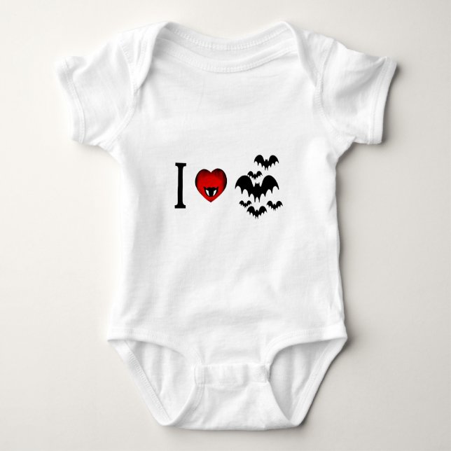 I Love Vampire Bats Baby Bodysuit (Front)