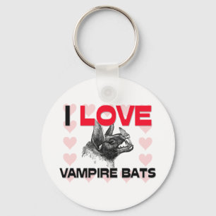 I Love Vampire Bats Key Ring