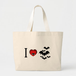 I Love Vampire Bats Large Tote Bag