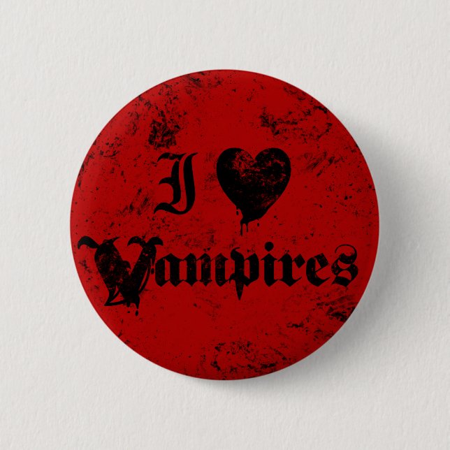 I Love Vampires 6 Cm Round Badge (Front)