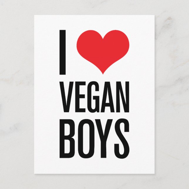 I Love Vegan Boys Postcard (Front)