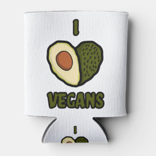 I love Vegans Heart shaped avocado Can Cooler