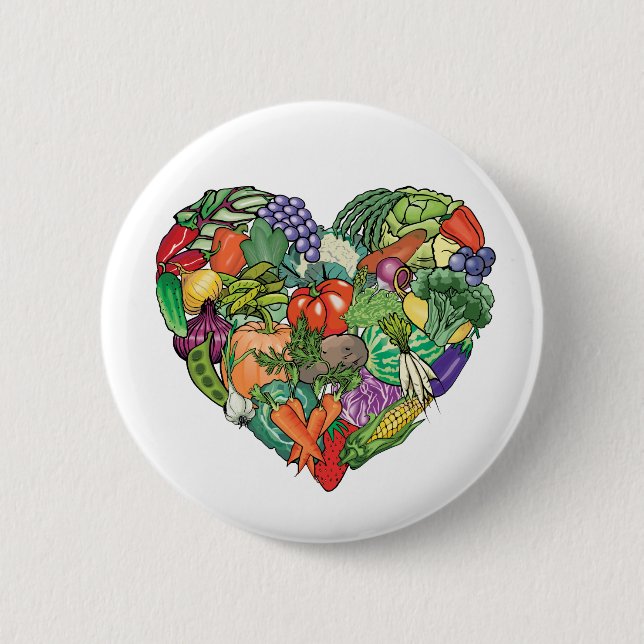 I Love Veggies 6 Cm Round Badge (Front)