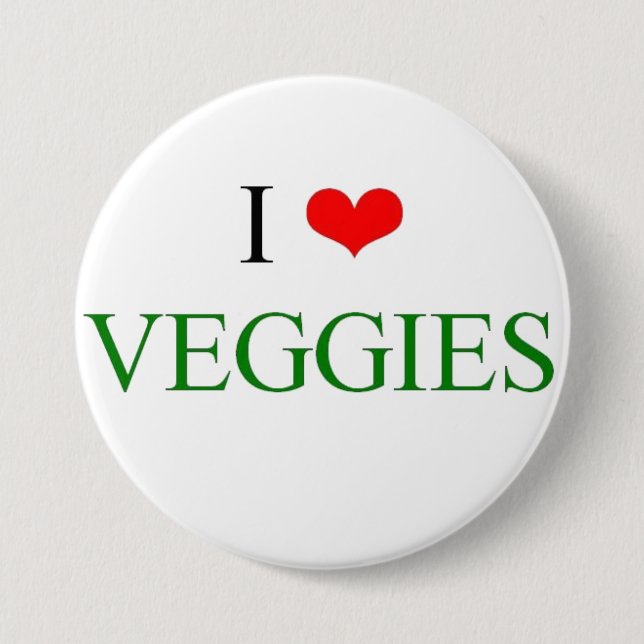 I love veggies 7.5 cm round badge (Front)
