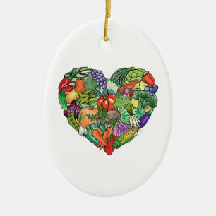 I Love Veggies Ceramic Ornament