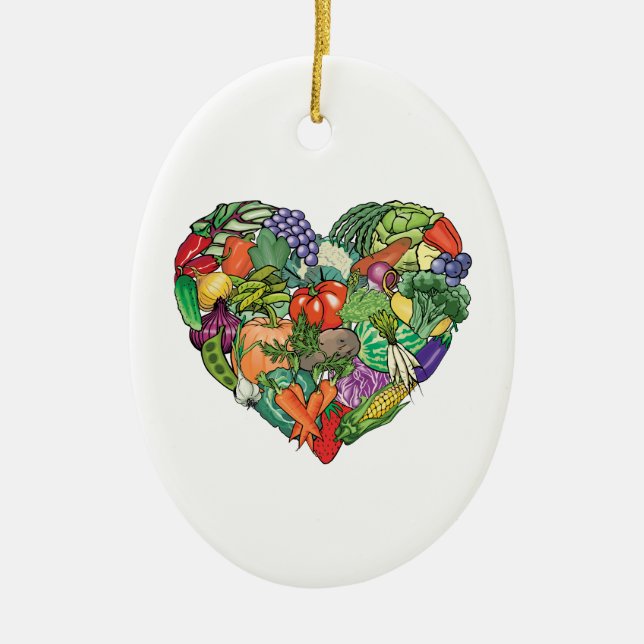 I Love Veggies Ceramic Ornament (Front)